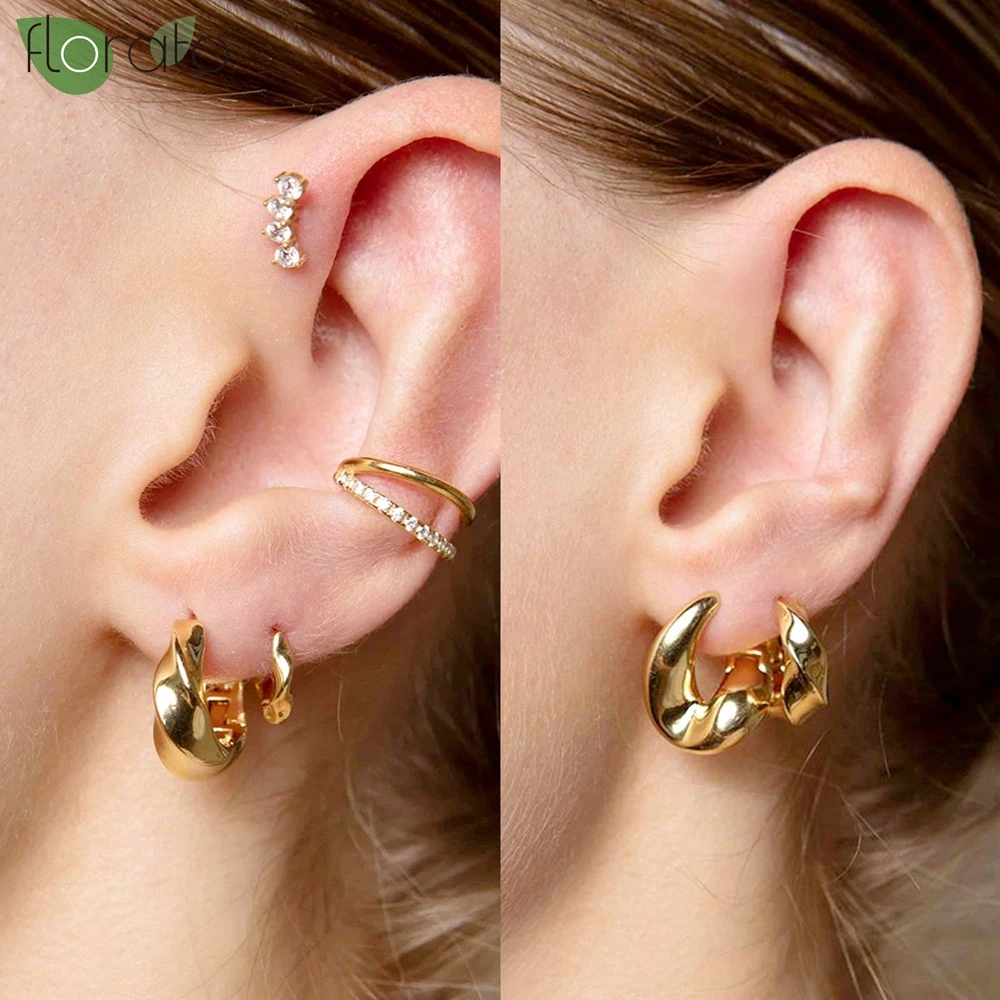 925 Sterling Silver Needle Vintage Luxury Small Earrings Fashion 18K Gold Hoop Earrings for Women Trend Piercing Jewelry Aretes