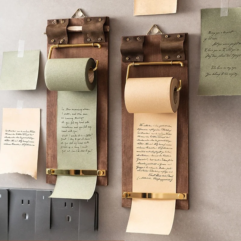 Hanging Retro Note Board Clip Roll Tearable Note Paper Ins Style Blank Wooden Memo Pad Blank Message Notebook For Daily Use
