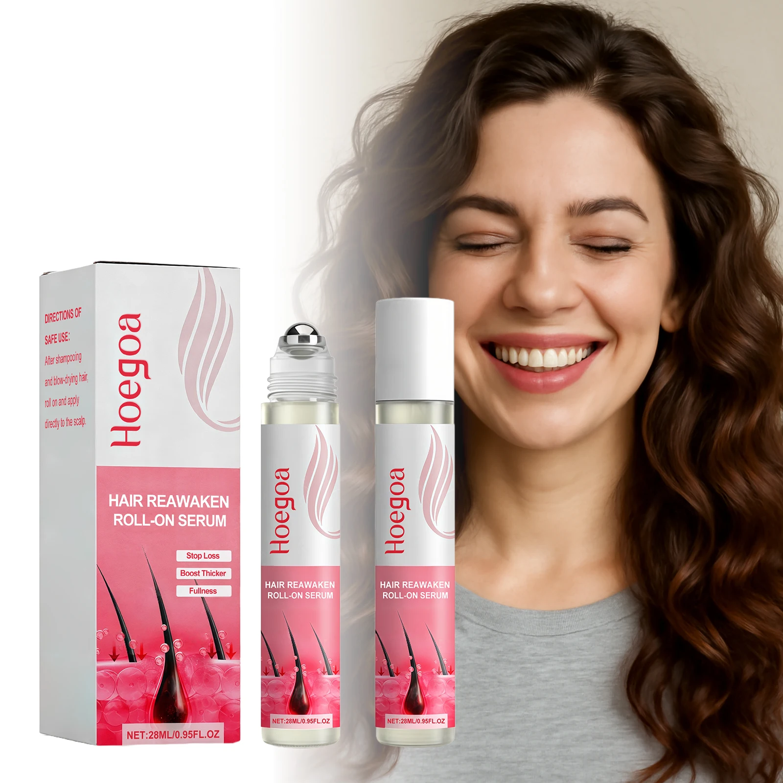 Anti Hair Loss Roller Ball Serum Repair Damage Hair Scalp Promote Growth Strengthening Root Nourish Thicker Growing Hair Essence