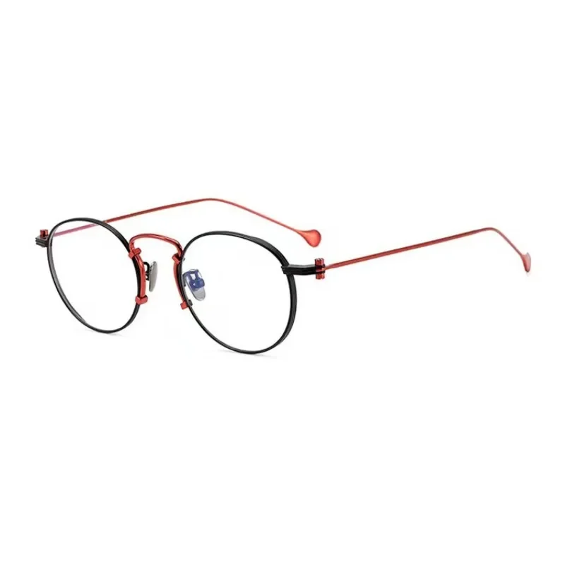 

Round 142 wide, pure titanium retro literary and versatile glasses, ultra-light for men and women, can be matched with