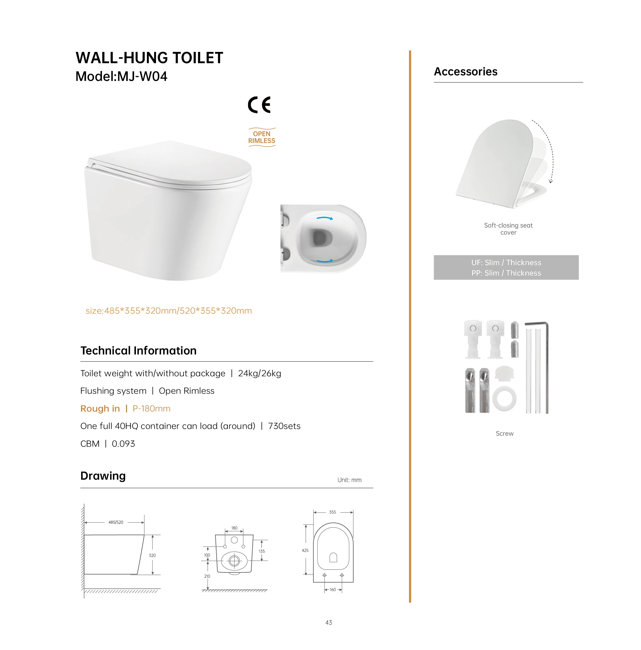 Custom Modern W04 Series Wall-mounted Hotel Bathroom WC Ceramic Dual-Flush Concealed Tank Wall Hung Toilet Set
