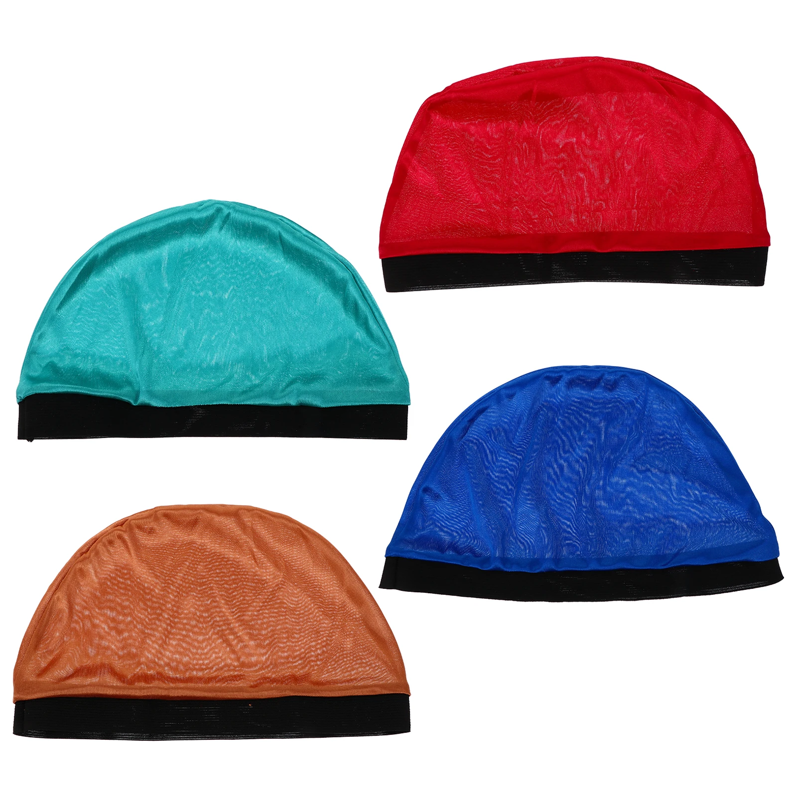 

4 Pcs Durag Base Cap Colored Wigs Stocking Caps Hats Stretch Dome Women's