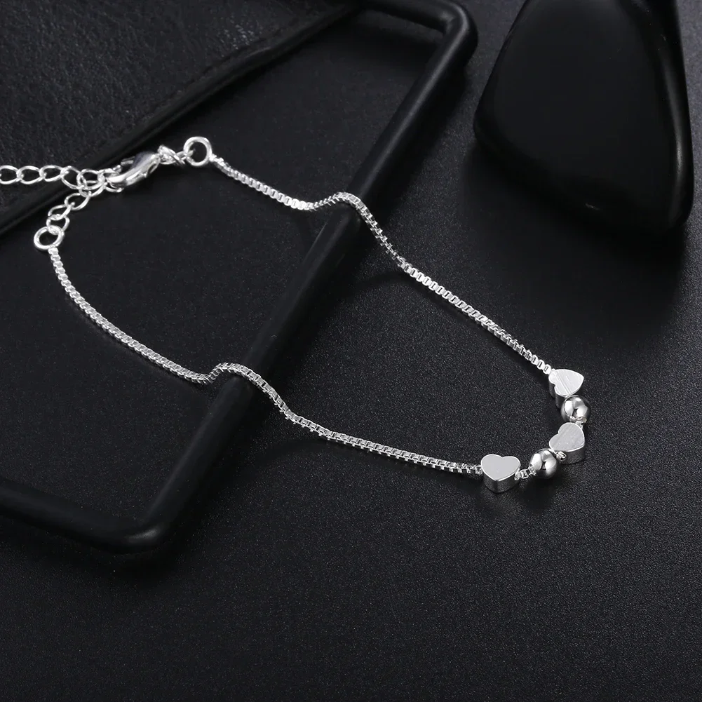 

925 Sterling Silver Necklace 18 inches Box chain Elegant heart Pendant For Women Fashion Jewelry Mother's Christmas Gifts