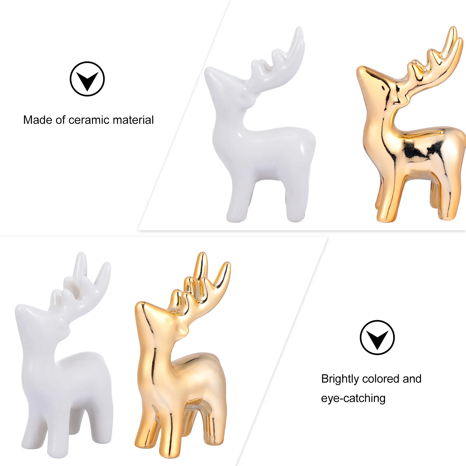 

2Pcs Creative Elk Jewelry Display Stand Fine Craftsmanship Ceramic Holder for Bracelets Necklaces Tabletop Ornament Decor