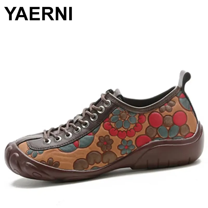 

2025 New Casual Lace Up Rainbow Print Stitching Loafers Shoes Women's Leather Comfy Flats Women Female Boat Shoes