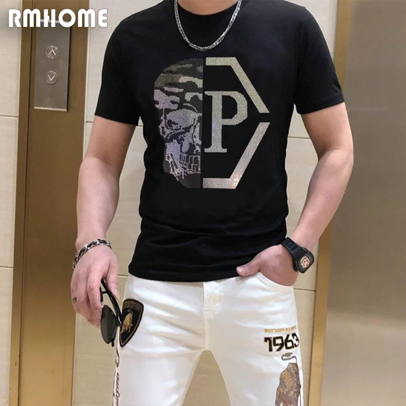 

Street Style Skull T-shirt Men's Cotton Tees Short-sleeved Handsome Summer Trend Male Tops Casual Loose Wear Man Clothes M-5xl