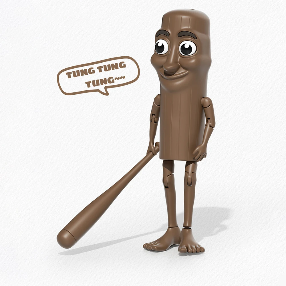 Multi Jointed Stick Man TungTungSahur Assembly Action Figure 3D Printed Tralalero Tralala Figure Funny Toys Keychain Decor