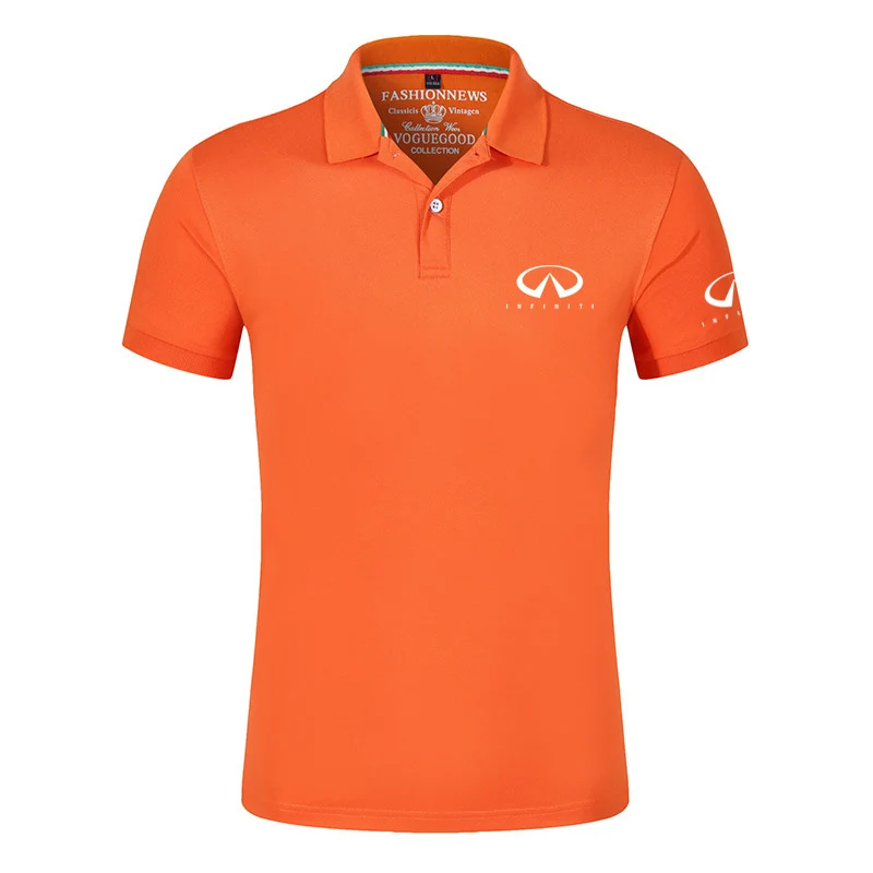 2024 New Infiniti Cotton Polo Shirts Comfortable Casual Solid Color Slim Fit Mens Printing Summer Fashion Brand Tops Clothing