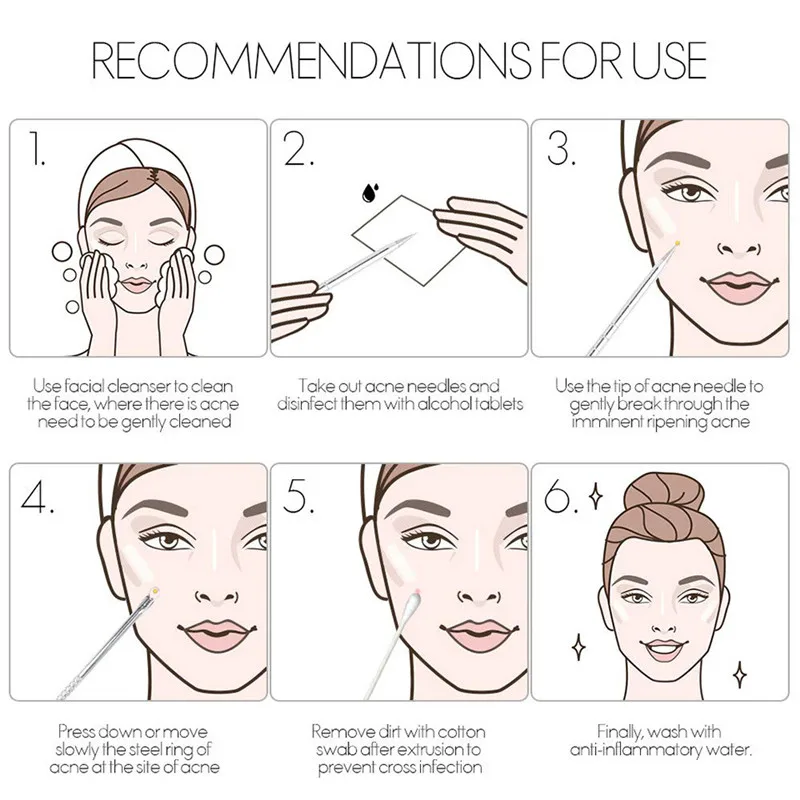 7 قطعة الفولاذ المقاوم للصدأ مجموعة أدوات إزالة الرؤوس السوداء Whitehead بثرة بقعة Comedone حب الشباب النازع مزيل الوجه أداة كيت الوجه النظيف