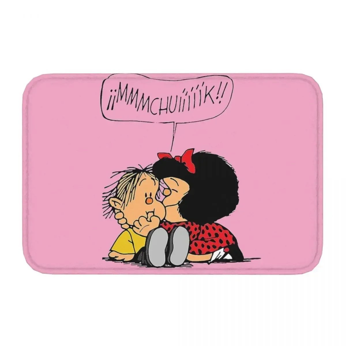 Mafalda Miguelito Comic Bath Non-Slip Carpet Kiss Chuik Bedroom Mat Welcome Doormat Home Decoration Rug