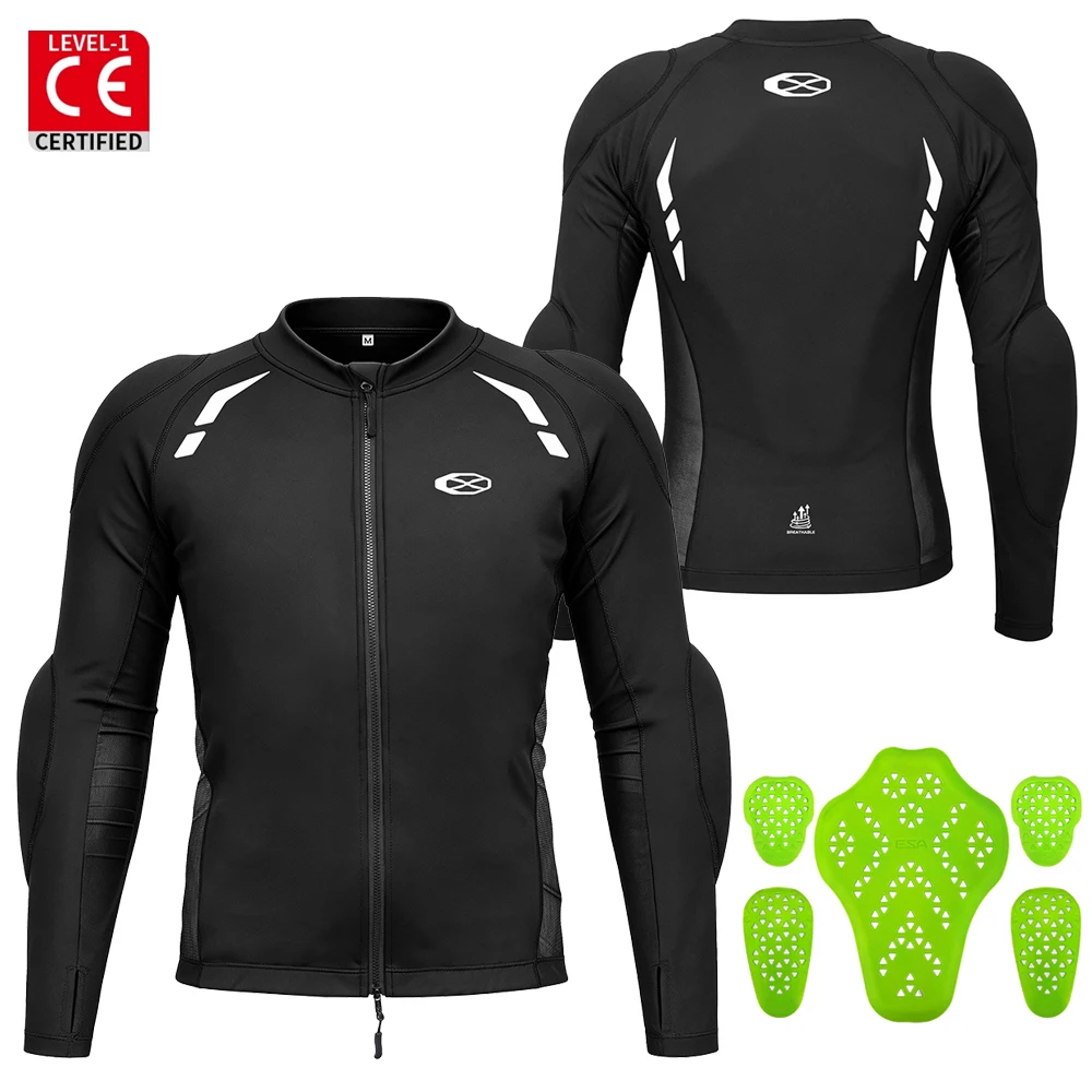 Four Seasons Men's Motorcycle Jackets Breathable Motorbike Riding Jackets Built-in Protective Gear Motocross Clothing Anti-Fall