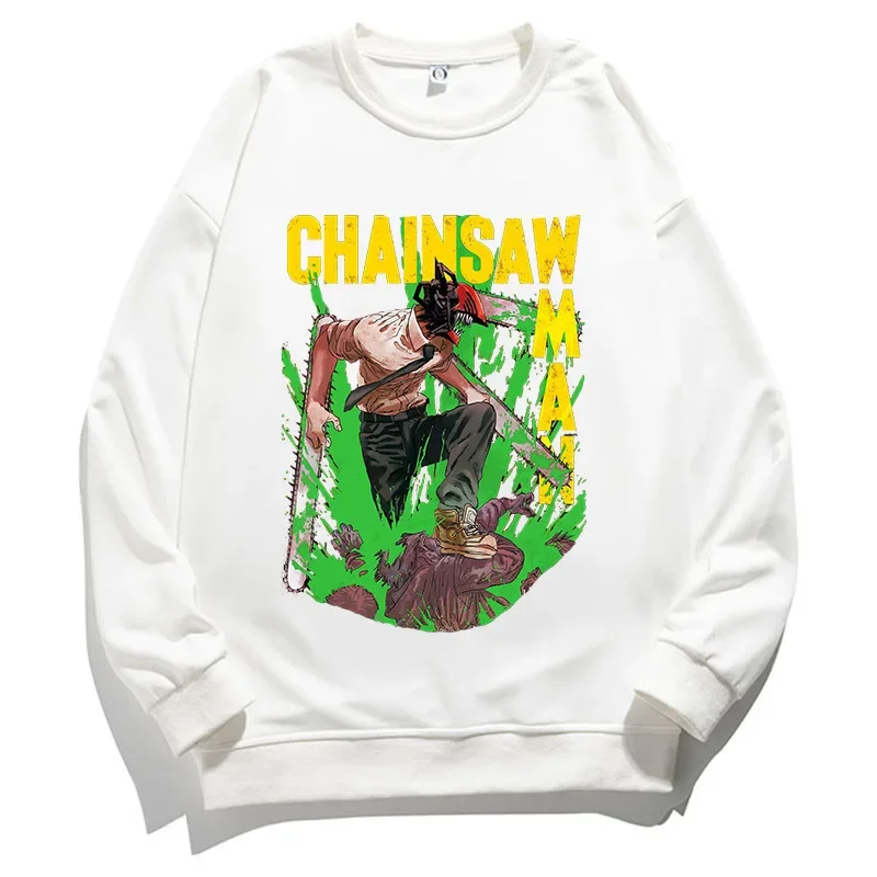 بالمنشار رجل أنيمي طويلة الأكمام طاقم الرقبة البلوز للجنسين القطن تي شيرت اليابانية الكرتون طباعة الوالدين والطفل مطابقة الملابس #2