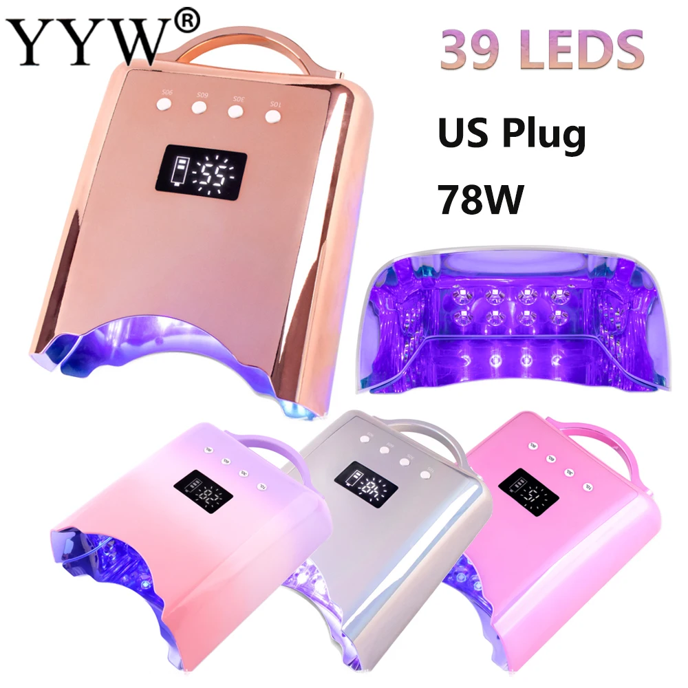 78 واط قابلة للشحن الأشعة فوق البنفسجية LED مانيكير اللاسلكية مسمار مصباح لعلاج هلام البولندية مسمار مجفف اللاسلكي باديكير ضوء 39 المصابيح الولايات المتحدة التوصيل #1