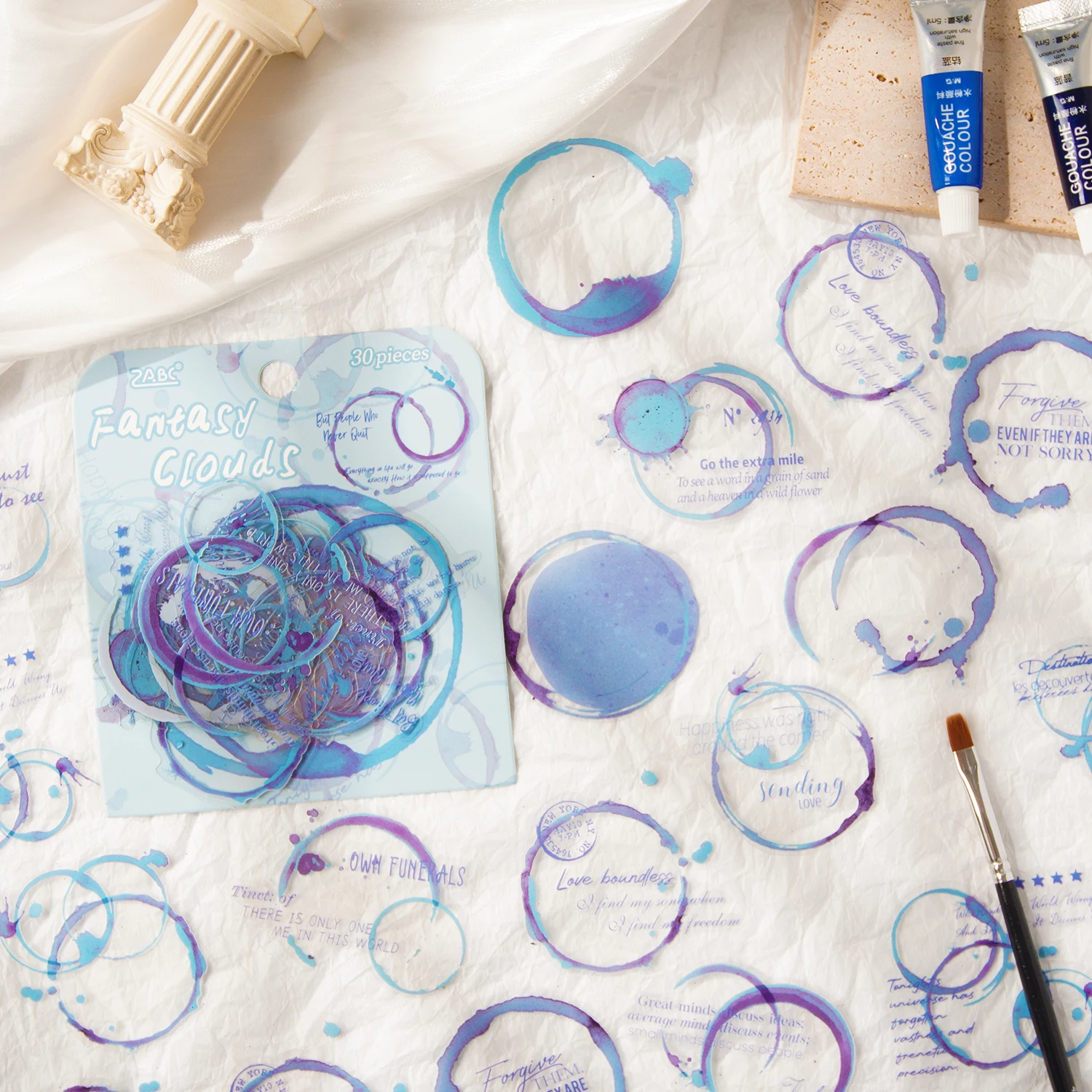 30 قطعة من الدوائر الملونة باللغة الإنجليزية، حزمة ملصقات مزخرفة، ألبوم مذكرات القصاصات، مادة مجمعة، لوازم المجلات غير المرغوب فيها #1