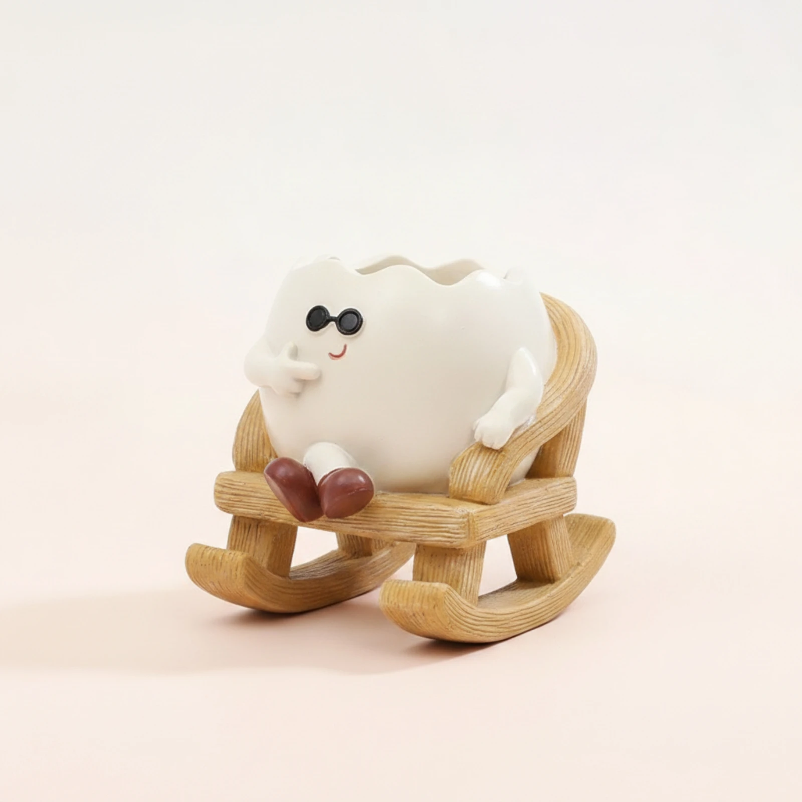 Planter with Rocking Chair Base Cute Rocking Chair Planter Cartoon Face Flowerpot Whimsical Succulent Pot Playful