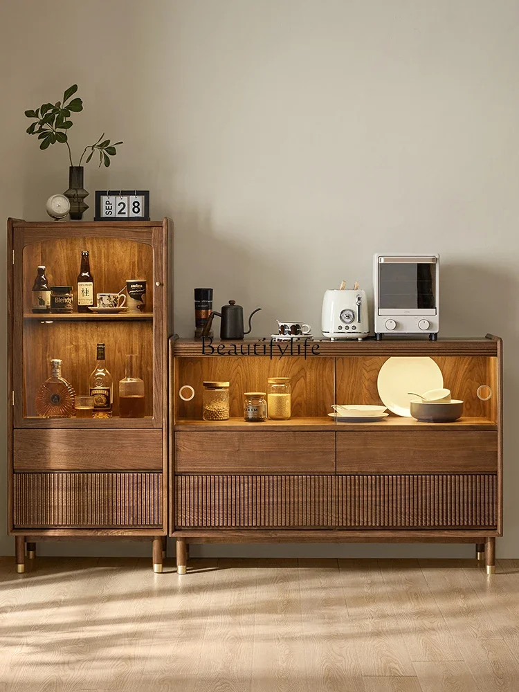 

yj5Nordic Solid Wood Sideboard Home Wall-Mounted Simple Multi-Functional Storage Display Cabinet