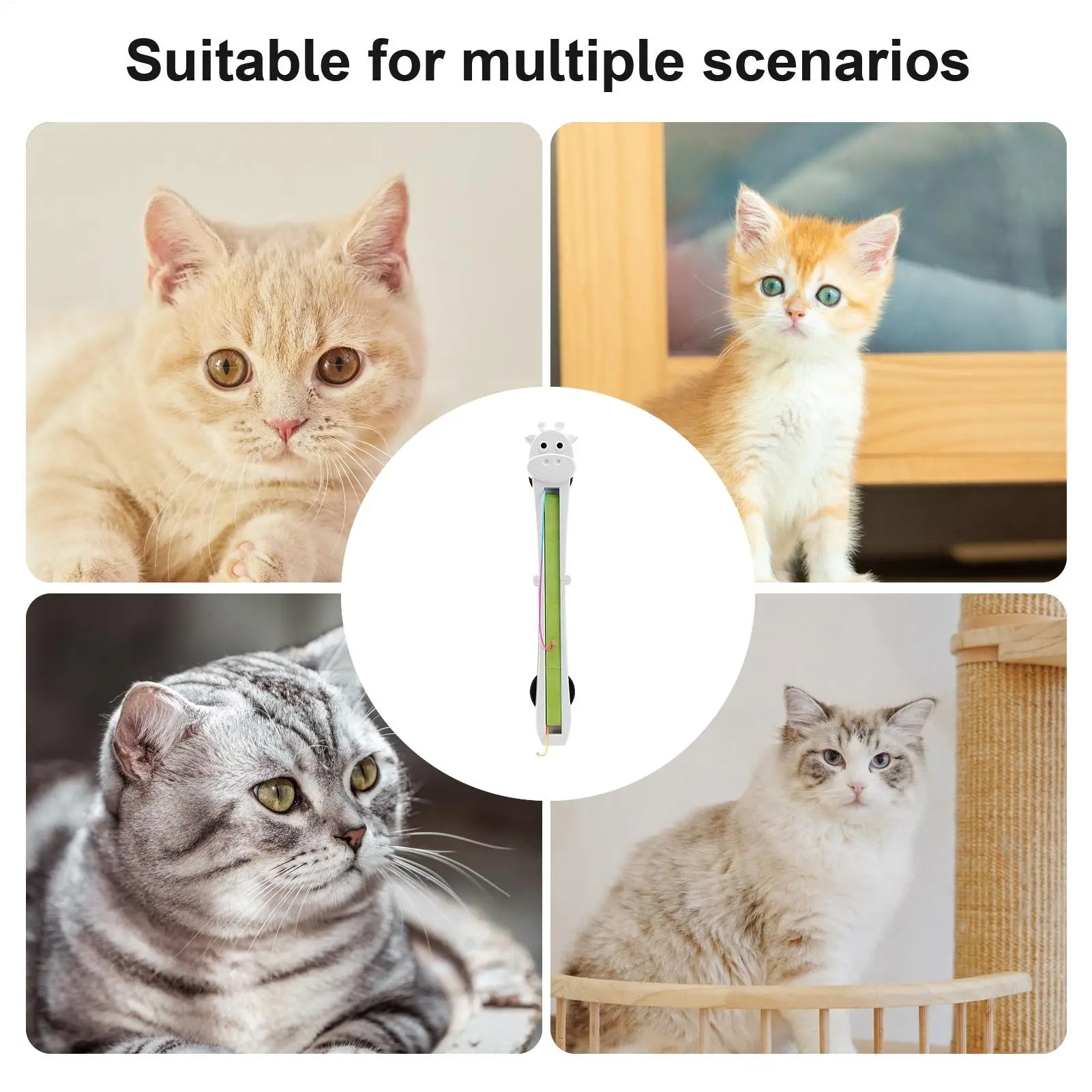 Electric Cat Teaser Wall-Mount Interactive Automatic Moving Pet Games Cat Teaser Toy for Home Indoor Outdoor Floor Play Training