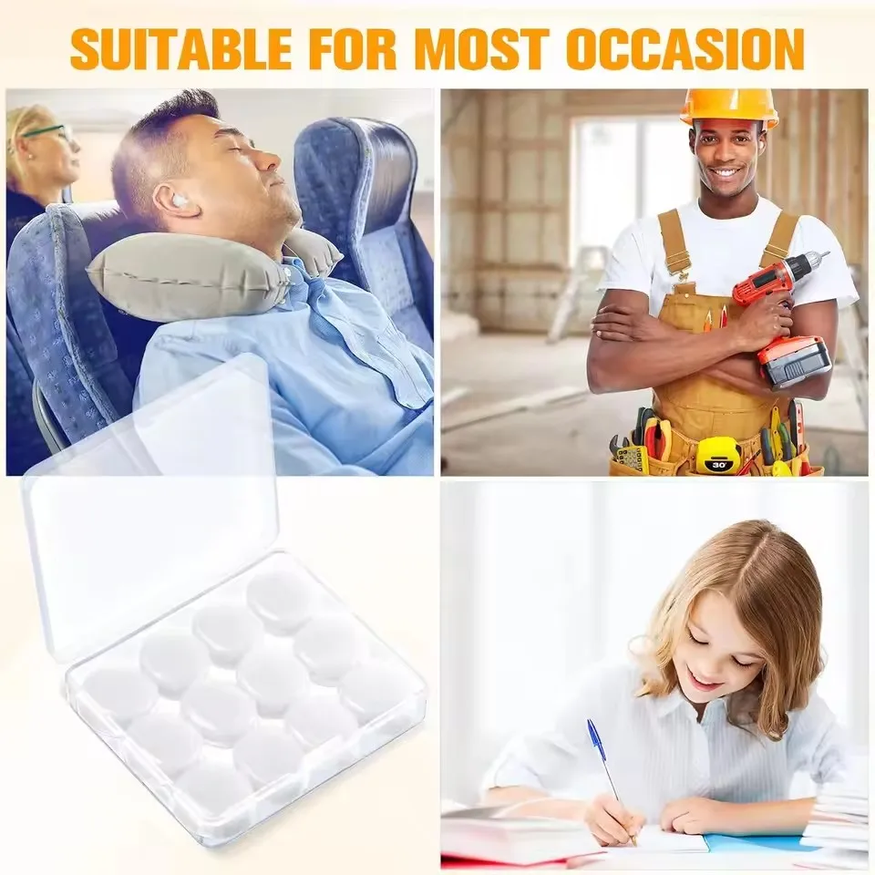 12Pairs/Box Silicone Ear Plugs for Sleeping Reusable Moldable Silicone Earplugs with Case Noise Cancelling Earbuds for Swimming view 6
