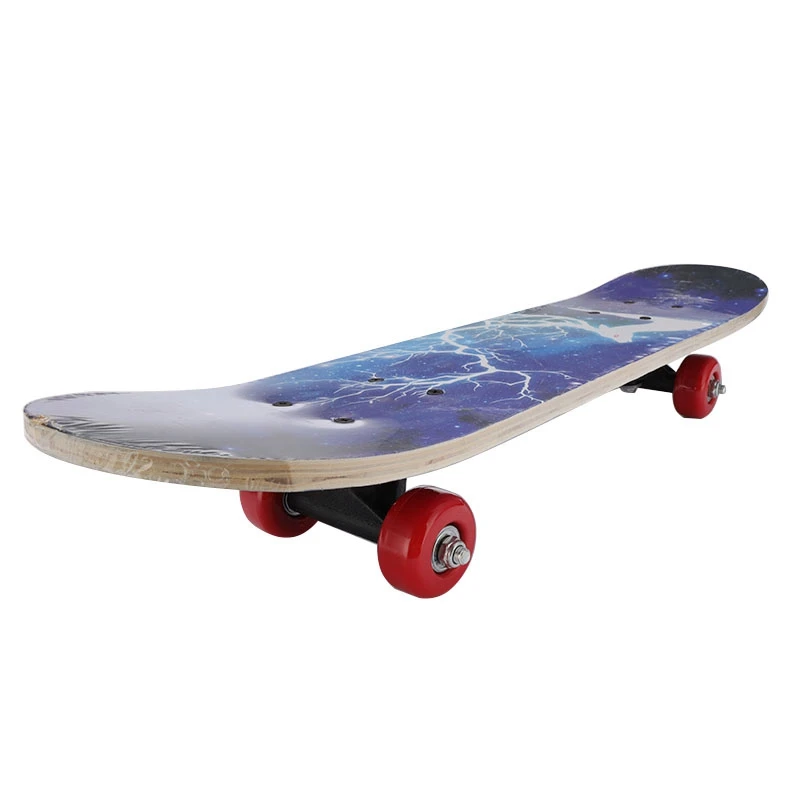 60cm Kids Double Rocker Skateboard Cartoon Four-Wheel Skate Board Longboard for Boy Girl Child Outdoor Skatboarding,A