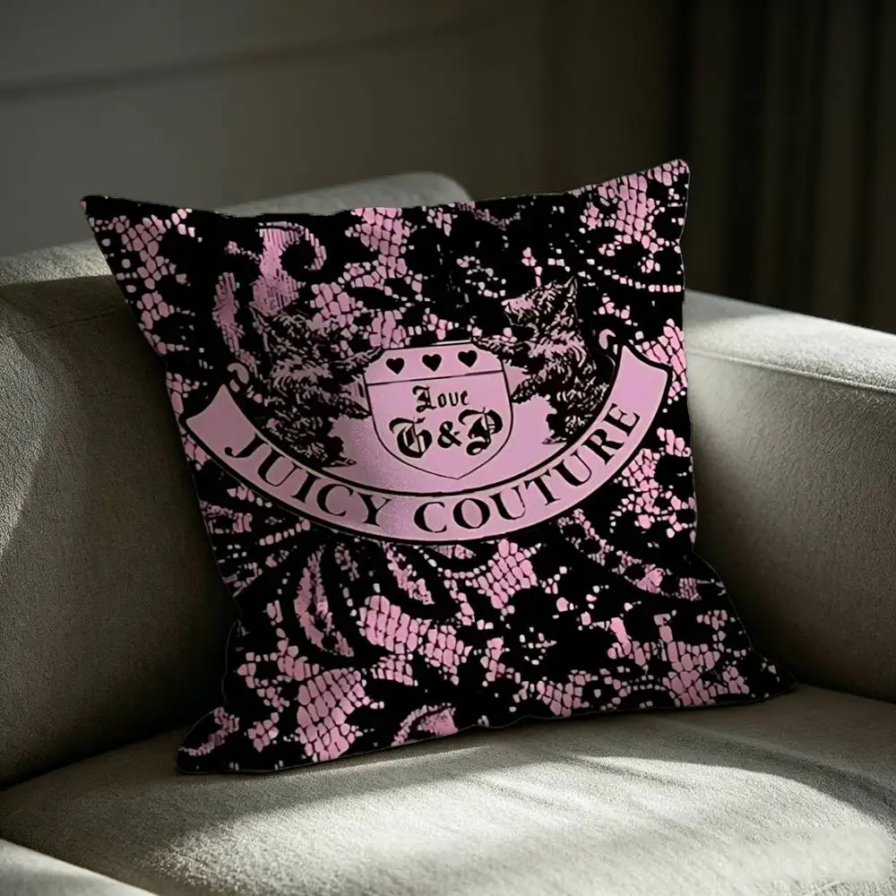 J-Juicy  Aesthetic Couture Crown Square Sofa Pillow Cover Solid Color Living Room Home Decor Cushion Case