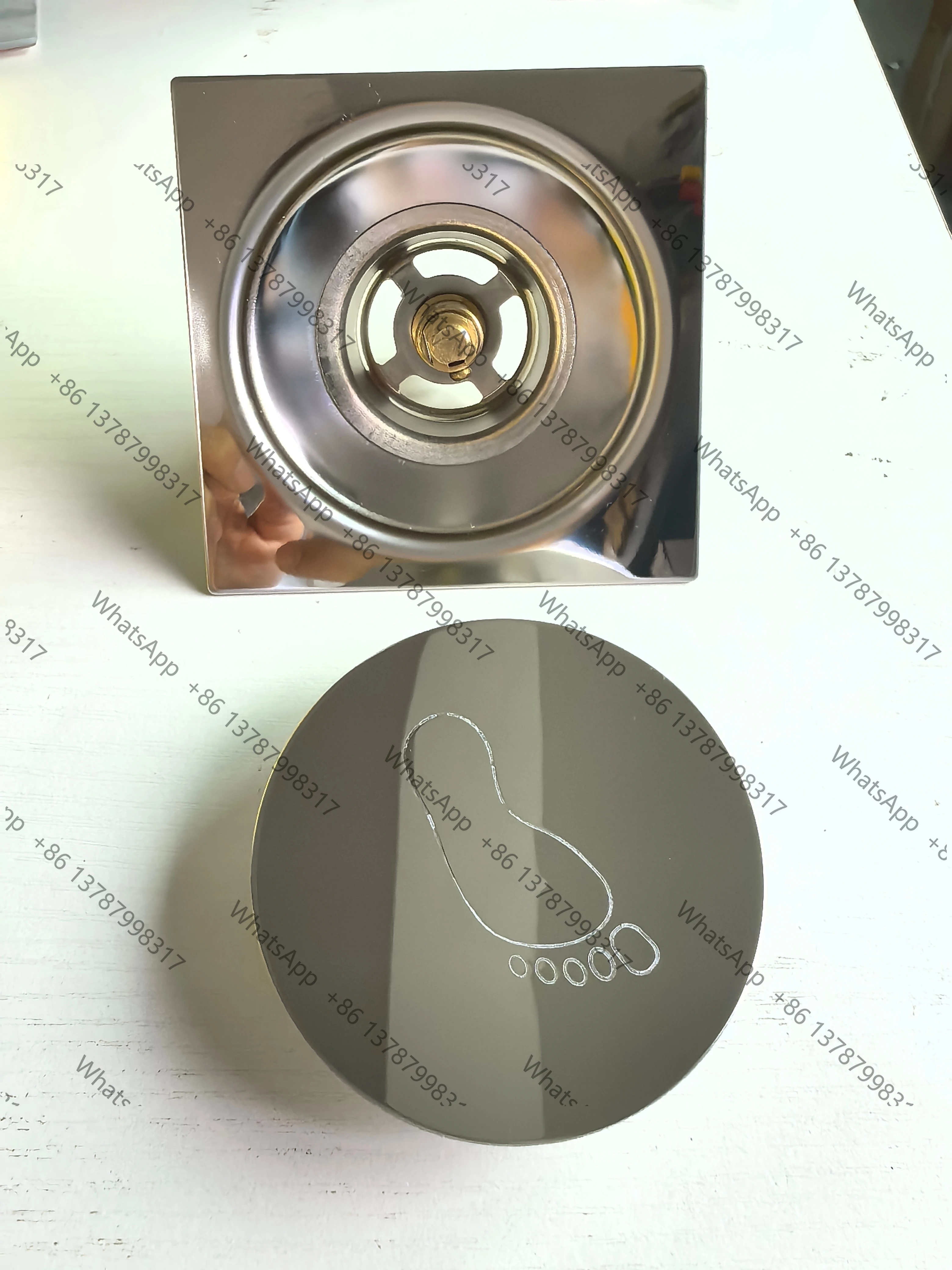 Round Pop Up Foot Floor Drain For Bathroom - Floor Cover Shower Room Push Down Drain Plug 10X10CM  12X12CM Or 15X15CM