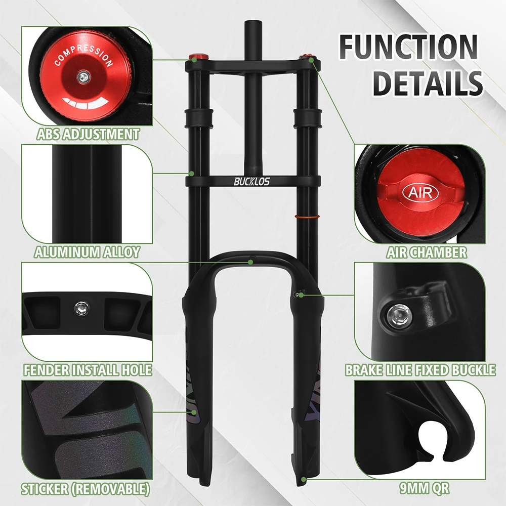 BUCKLOS 20 Zoll Fahrradgabel Federung Faltradgabel für 2,5/3,0/4,0/5,0 Reifen 9*135mm E-Bike Gabeln Schnee- und Strandfahrradgabeln – Detail 2