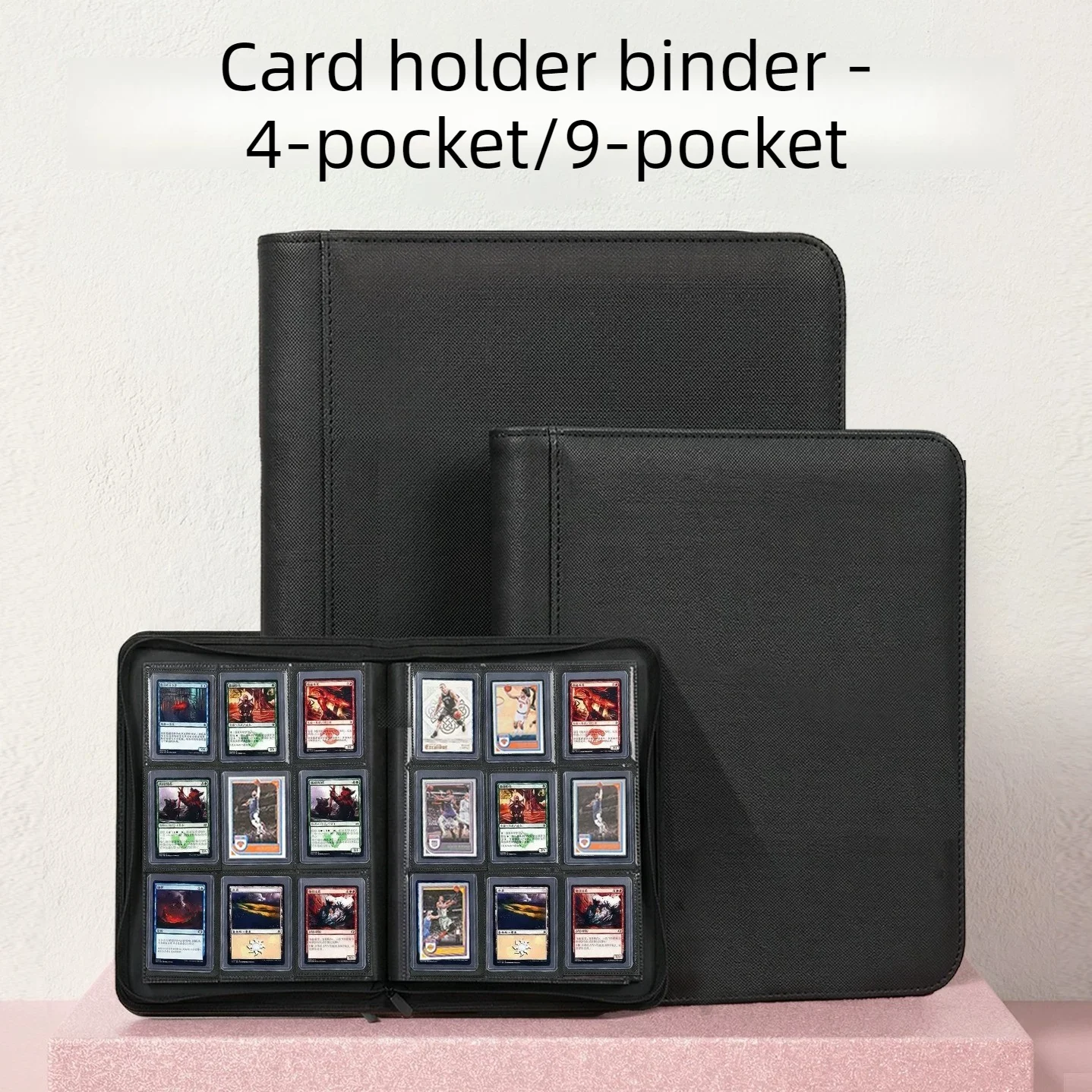 Premium 35pt Toploader Card Binder 4/9 Pocket Trading Card Album PU Leather Zipper for Pokemon PTCG Sports Cards Top Loaders