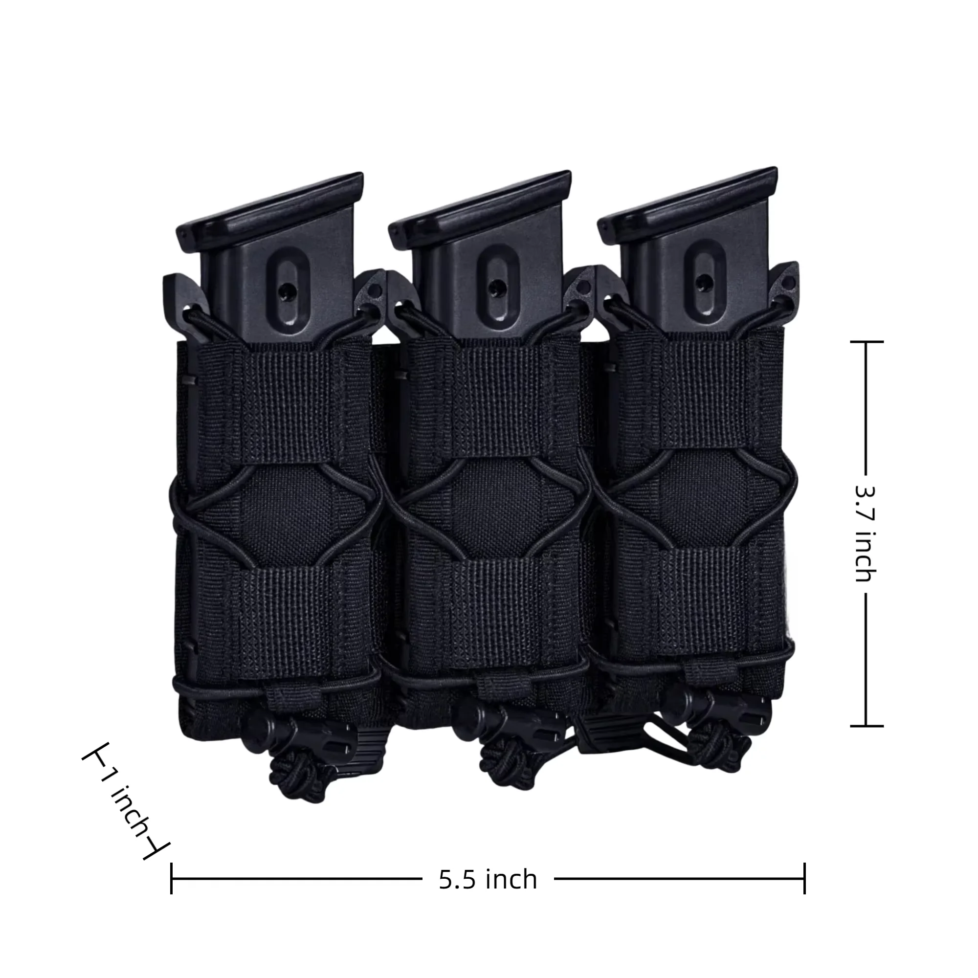 Tactical Triple MOLLE Pouch 9mm Pistol Mag Holster Nylon 3-Cell Belt Pouch Multi-Purpose Tool Holder for Airsoft Hunting