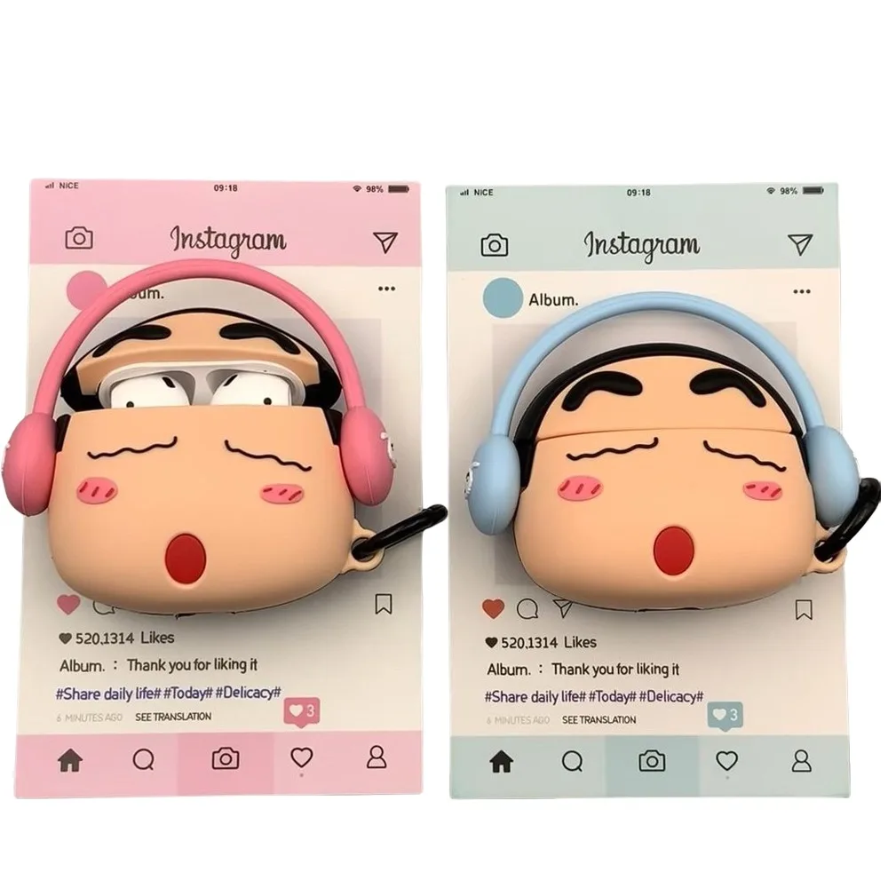 

Аниме Crayon Shin-chan Apple AirPods 1 2 3 Pro 2, милый мультяшный футляр для наушников, Bluetooth чехол