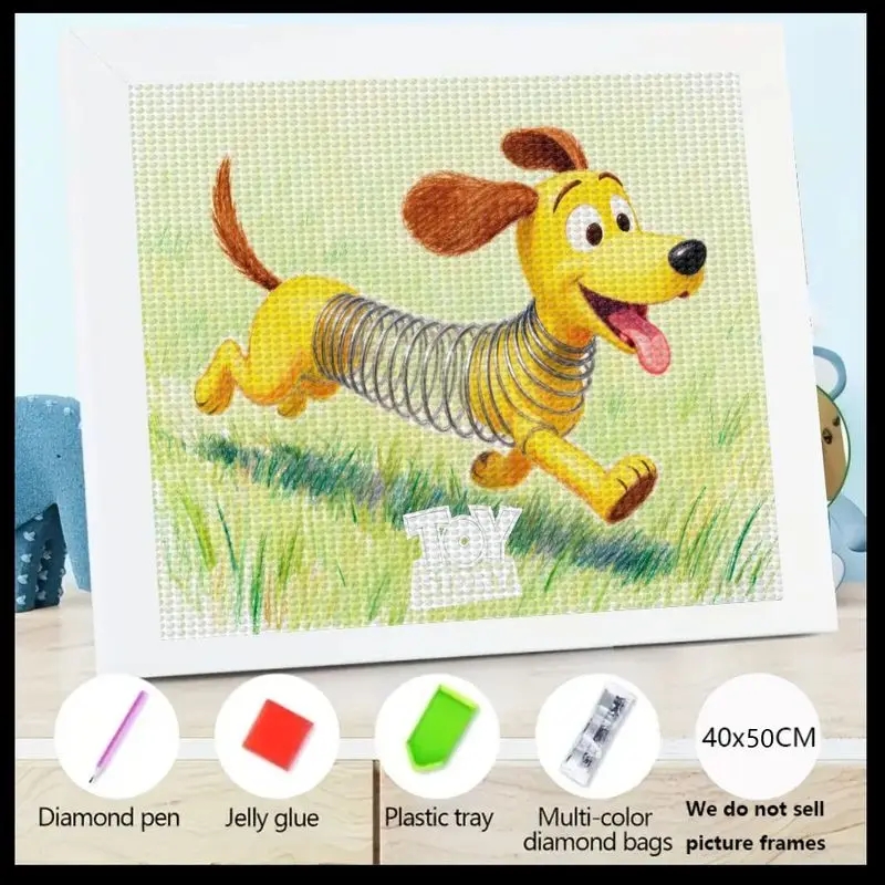 

1 шт. 5D DIY комплект алмазной живописи, полная дрель, милый мультяшный обтягивающий пес из истории игрушек, животное, большой драгоценный камень, кристалл, алмазное искусство для взрослых