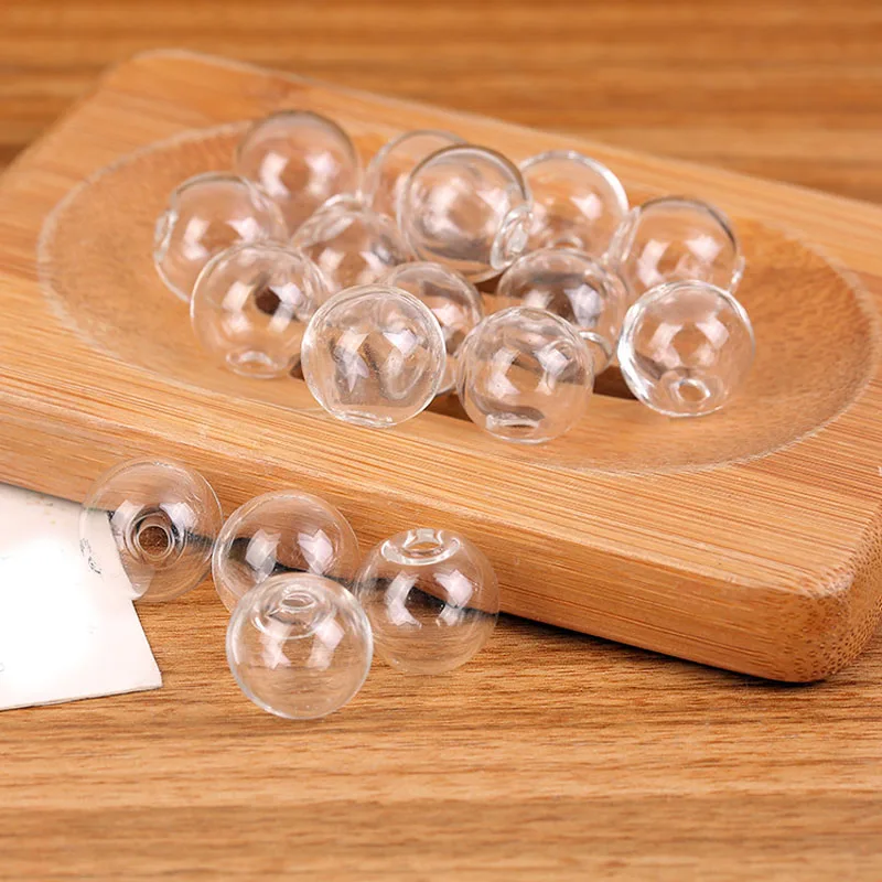 10 قطعة كرة زجاجية شفافة بفتحة واحدة مصنوعة يدويًا إكسسوارات يدوية لتزيين الحرف اليدوية زخرفة حديقة خرافية مصغرة