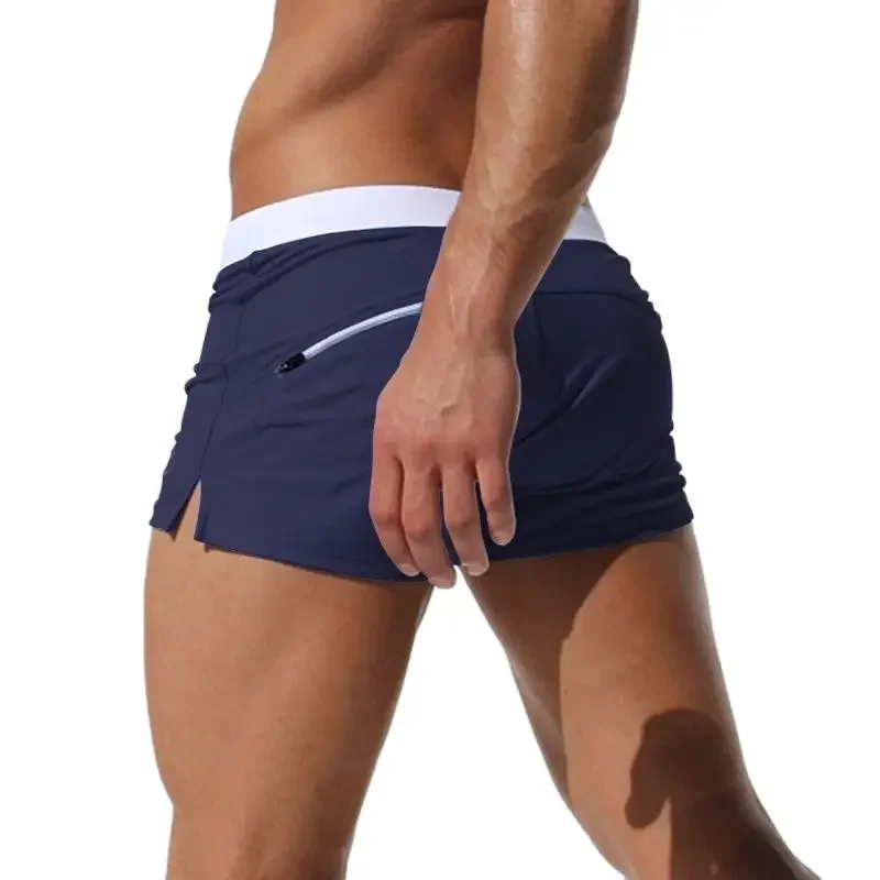 Herren Bade bekleidung niedrige Taille Surf Kofferraum schwimmen kurze sexy Persönlichkeit Badeanzug männliche Tasche schwimmen Strand brett kurze Männer Baden