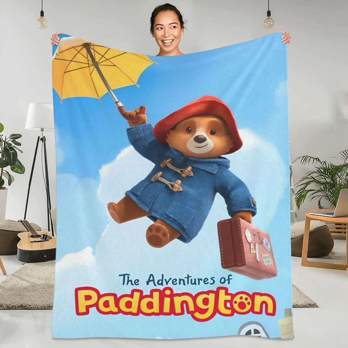 Britain Paddington Brown Bear Warm Blanket Cute Movie Cartoon Travel Plush Throw Blanket Flannel Bedspread Sofa Bed Cover