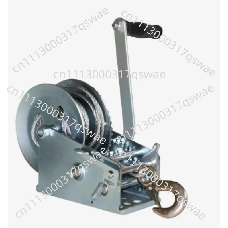 Heavy Duty Galvanized Hand Winch With Wire Rope 3000lbs Single Speed Utility Boat Trailer Pulling Tool