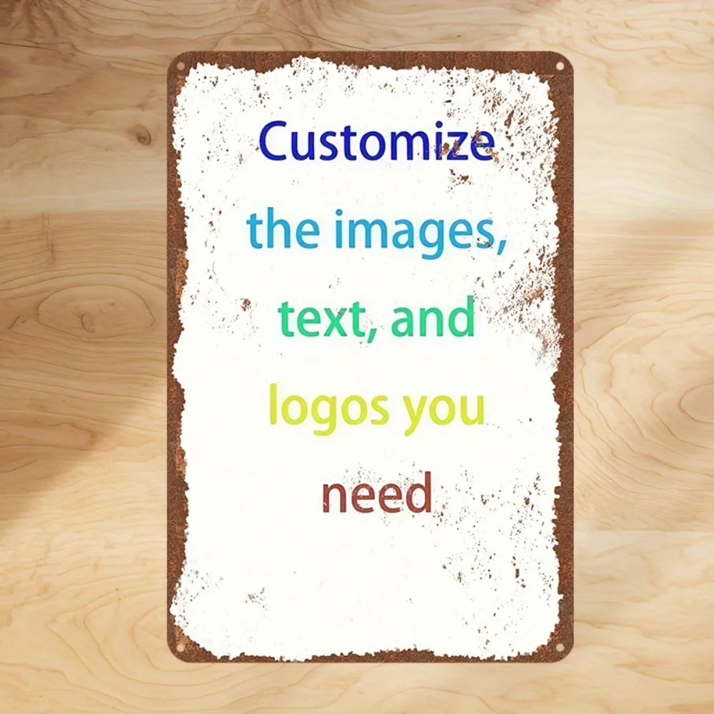 Personalized Metal Tin Art 8x12in, Custom Logo Photo Text, No Power Needed Wall Decor for Cafe Bar & Home