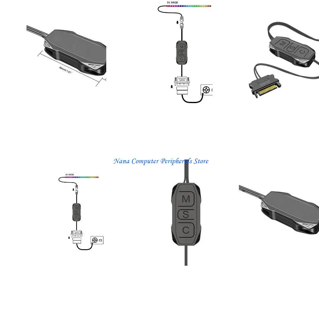 F68C Fuente alimentación 5V 3pin RGB ARGB Controlador Adaptador para PC computadora para ventiladores rayos LED