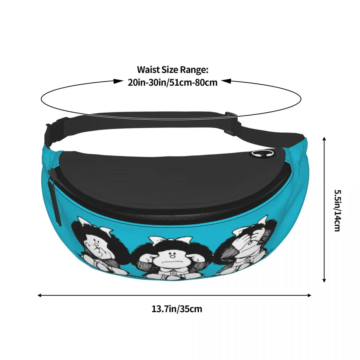 Cool Humor Mafalda Fanny Pack for Travel Hiking Men Women Quino Cartoon Manga Crossbody Waist Bag Phone Money Pouch