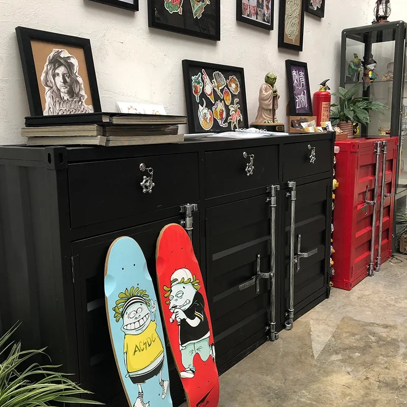 Industrial style container sideboard display storage ,restaurant bar storage , iron art tea and liquor