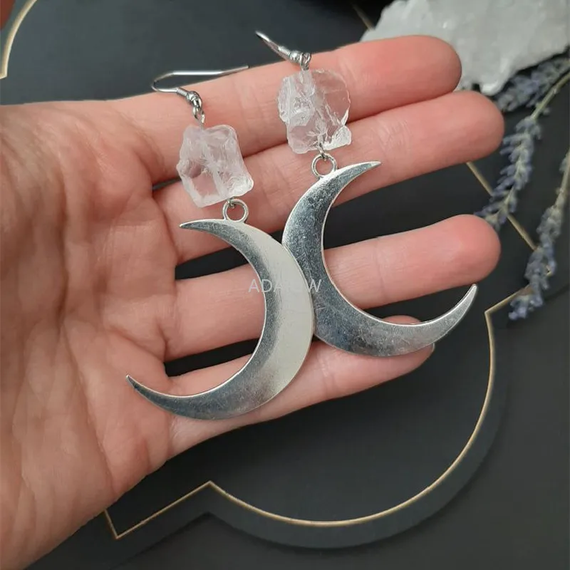 Limited Natural Crystal Earrings Stone Jewelry Hooks Witchy Cute Birthday Gift Gothic Chained Stones Women Spiritual Gift New view 3