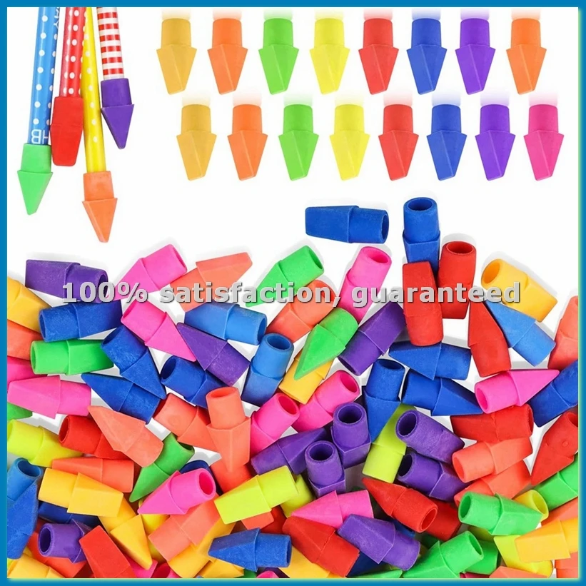 500PCS Caps Pencil Erasers Chisel Shape Pencil Eraser Caps Erasers Latex Free Pencil Pencil Eraser Toppers-A51M