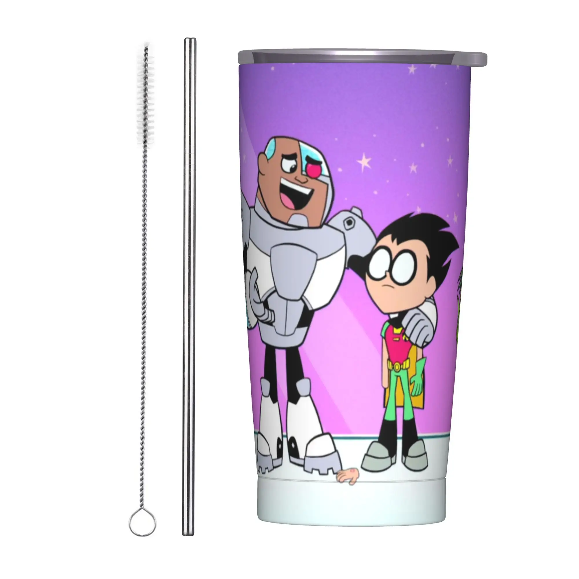 Teen Go Cartoon Tumbler Vacuum Insulated Anime Coffee Cups with Lid Straw Double Wall Mugs Water Bottle, 20oz
