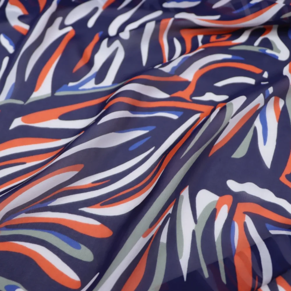 Line Leopard Natural Soft Printed 100% Pure Silk Chiffon Fabric for Modern Women Breathable Fashion Clothes Dress