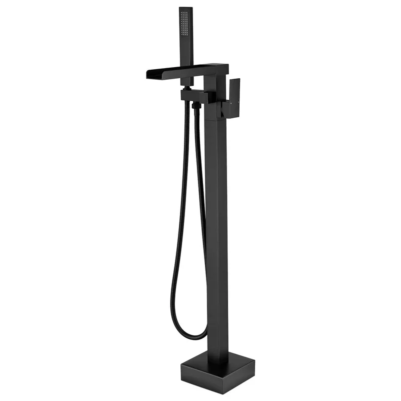 AuraVireo Floor-to-ceiling Bathtub Faucet All-copper Bathroom Waterfall Cylinder Edge Faucet Vertical Square