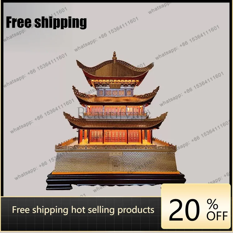 China's Four Great Towers, Home Decoration Ornaments, Crafts, Ancient Building Model, 50 cm High Nanmu Yueyang Tower
