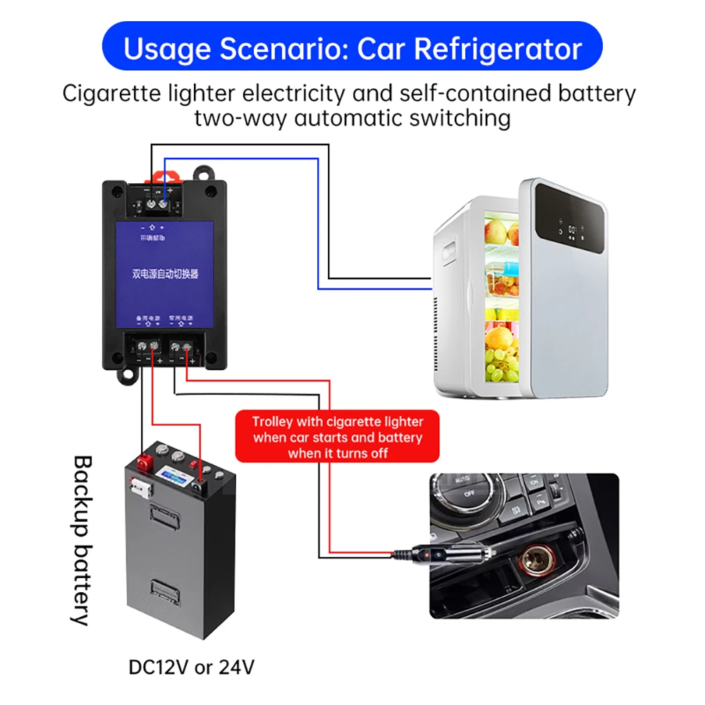 2 Way Universal DC Dual Power Automatic Switch Uninterruptible Power Supply High-speed Conversion Switch 5V-60V Max Current 8A