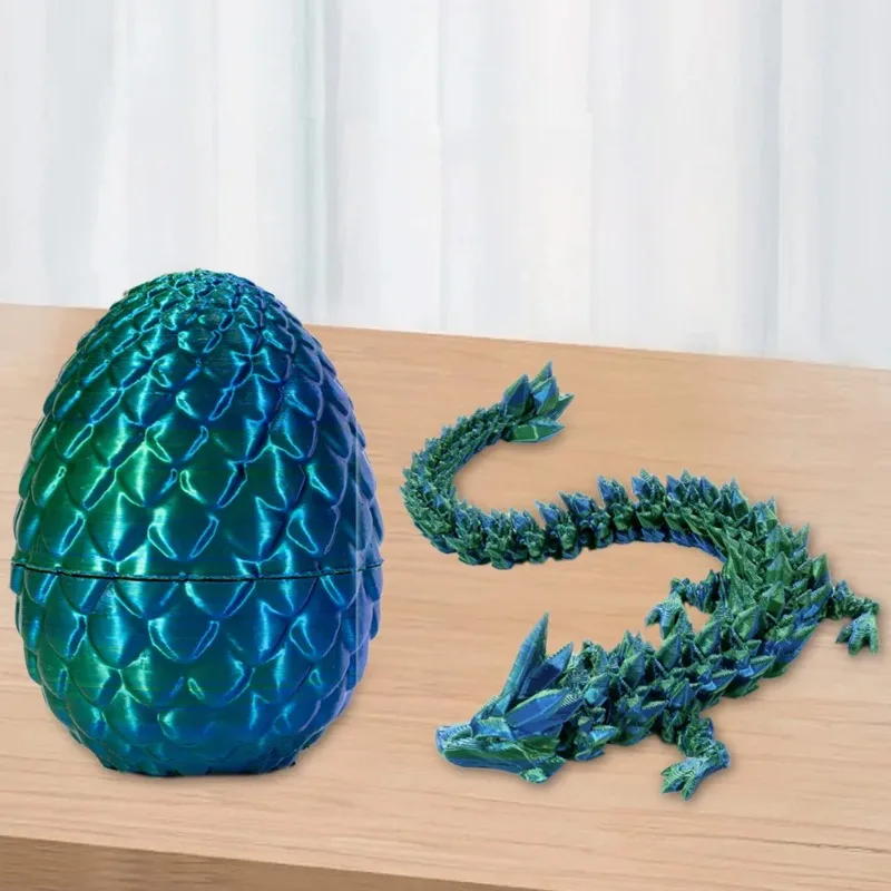 3D Printed Dragon Egg Rotatable Articulated Dragon Egg Crystal Fidget Toys Ideal Gift for Kids Model Ornaments Fun Home Decor