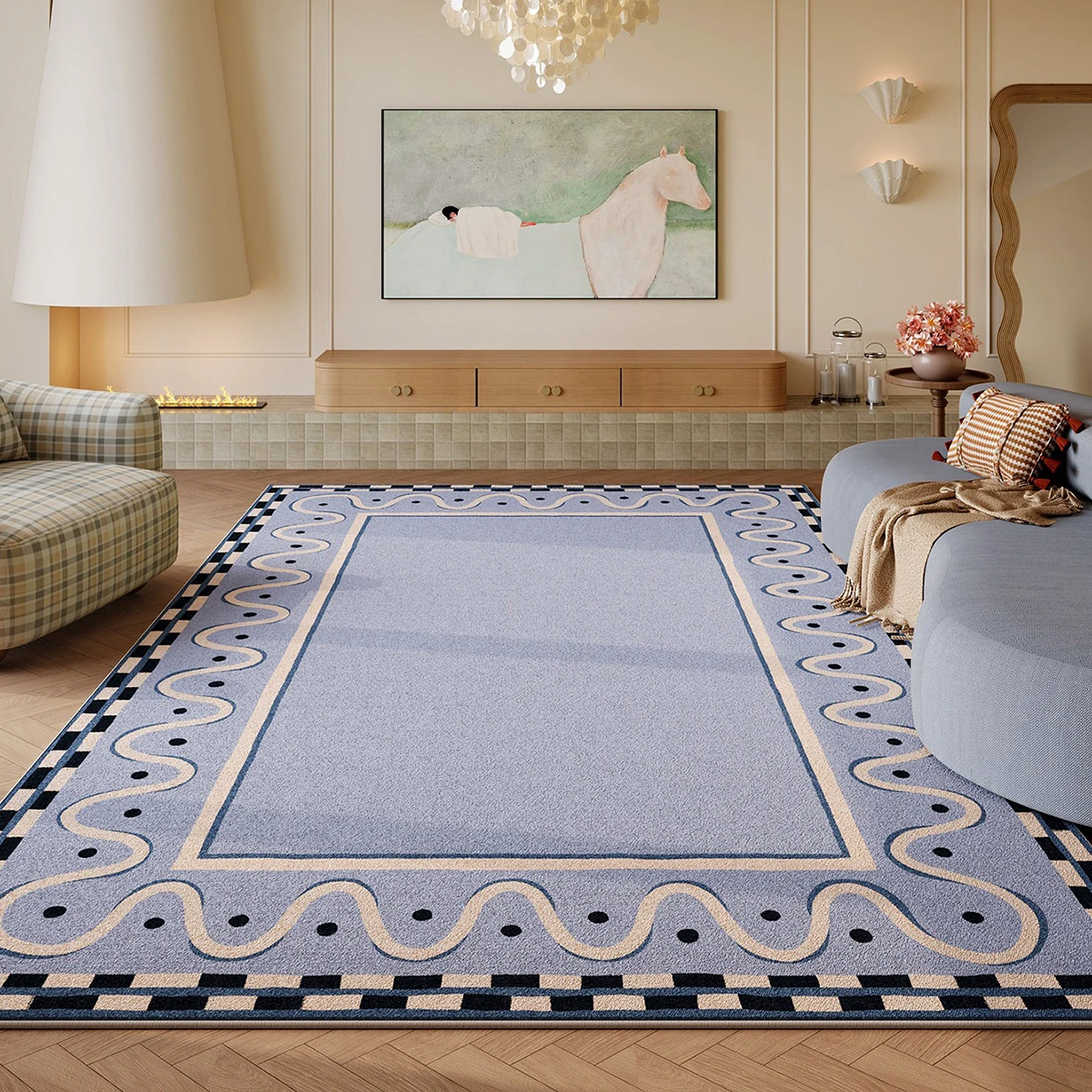 

Living Room Carpet Floral Vintage Creative Design Rug for Bedroom Floor Mats Short Plush Rug Soft Bedside Mat Large Area Rugs 러그