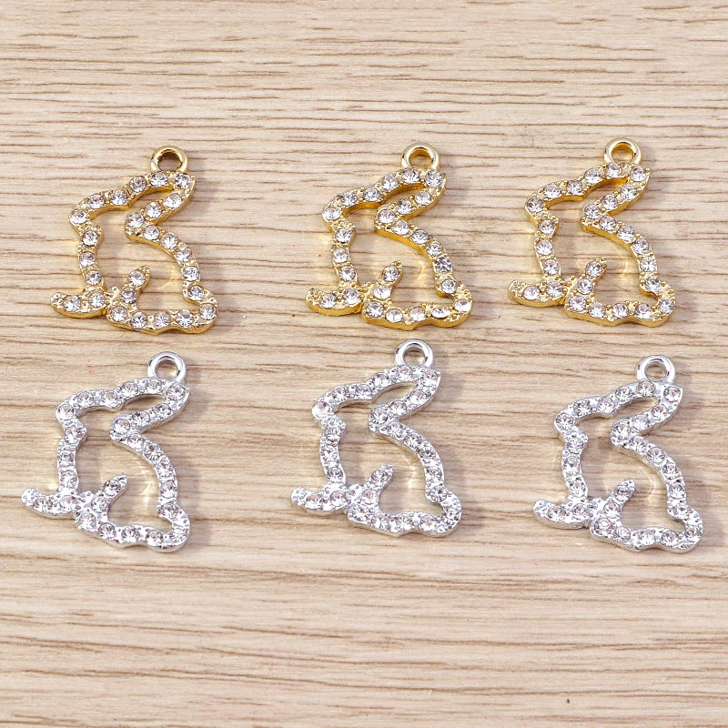 Tusember 10 Stück 17*21mm Niedliche Kristall-Häschen-Anhänger für DIY Handgemachten Schmuck, Armband-, Halsketten- und Ohrring-Zubehör – Detail 20