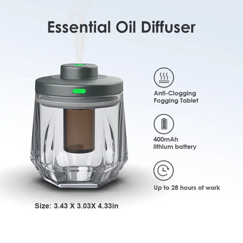 Low Noise Small Portable Battery Operated Rechargeable Waterless Essential Oil Diffuser Nebulizer Scent for Home,Car,Large Room
