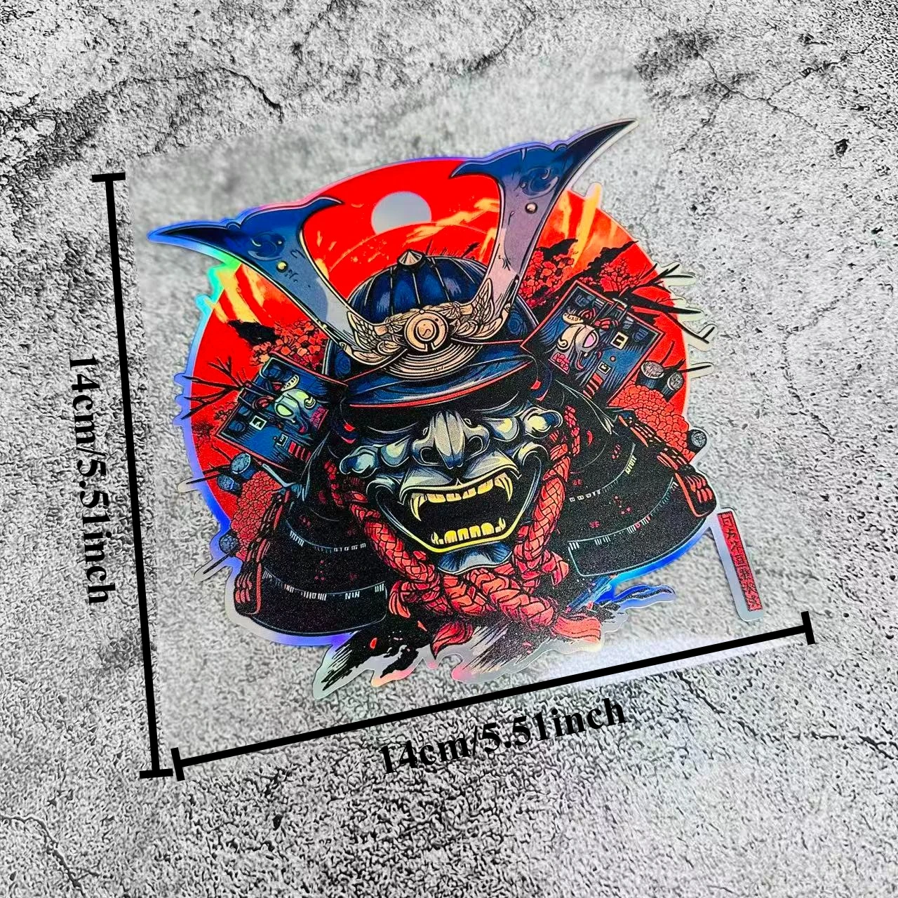 Samurai Car Sticker Laser Reflective Japanese 2D Flat Vector Vinyl Decal for Motorcycle Helmet Window Body Decoration